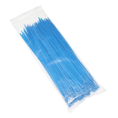 COLLIER DE SERRAGE NYLON TYPE RILSAN 3,6x250mm BLEU FLUO (VENDU PAR 100)