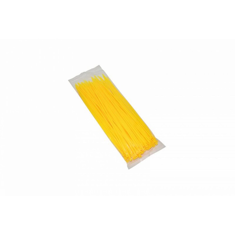 COLLIER DE SERRAGE NYLON TYPE RILSAN 3,6x250mm JAUNE FLUO (VENDU PAR 100)