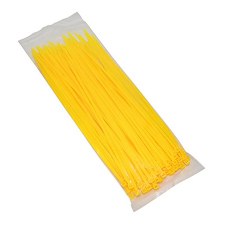 COLLIER DE SERRAGE NYLON TYPE RILSAN 3,6x250mm JAUNE FLUO (VENDU PAR 100)