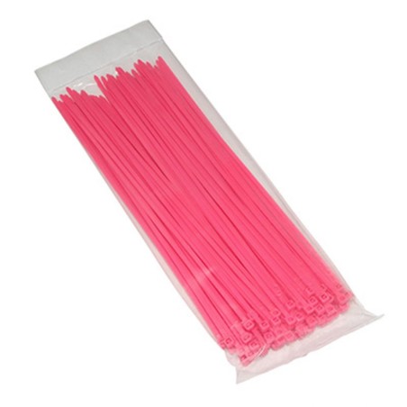 COLLIER DE SERRAGE NYLON TYPE RILSAN 3,6x250mm ROSE FLUO (VENDU PAR 100)