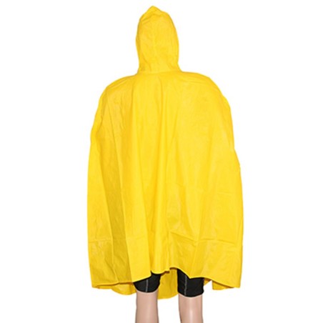 PONCHO ANTI PLUIE ADULTE P2R AVEC CAPUCHE ET HOUSSE - PVC EPAIS JAUNE HAUTE QUALITE