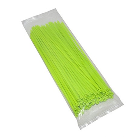 COLLIER DE SERRAGE NYLON TYPE RILSAN 3,6x250mm VERT FLUO (VENDU PAR 100)