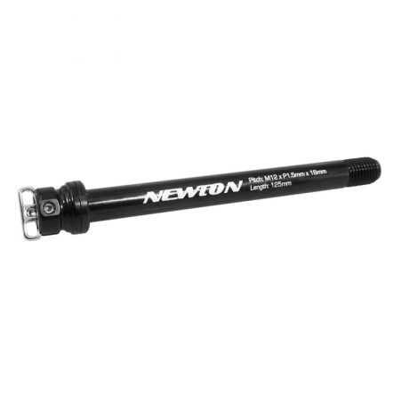 AXE-BLOCAGE DE ROUE ROUTE TRAVERSANT AVANT NEWTON AVEC LEVIER FILETAGE 1.5 12X100 NOIR TYPE SHIMANO-ROCKSHOX (LONGUEUR HORS