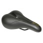 SELLE XINDA VTT CONFORT JUNIOR XD803 NOIR DECO ORANGE 250x165mm AVEC TROU CENTRAL RAIL ACIER NOIR