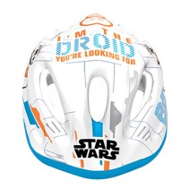 CASQUE VELO ENFANT DISNEY V2 STARWARS BLANC-BLEU-ORANGE AVEC MOLETTE REGLAGE TAILLE 54-58 (VENDU SUR CARTE)