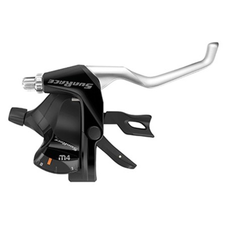 LEVIER-MANETTE VTT SUNRACE STM400  7x3V. NOIR-ARGENT POUR FREIN V-BRAKE COMPATIBLE SHIMANO (PAIRE)