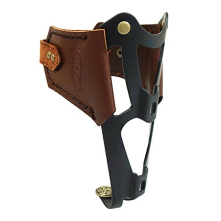 PORTE BIDON NEWTON VINTAGE ALU NOIR ET CUIR BRUN