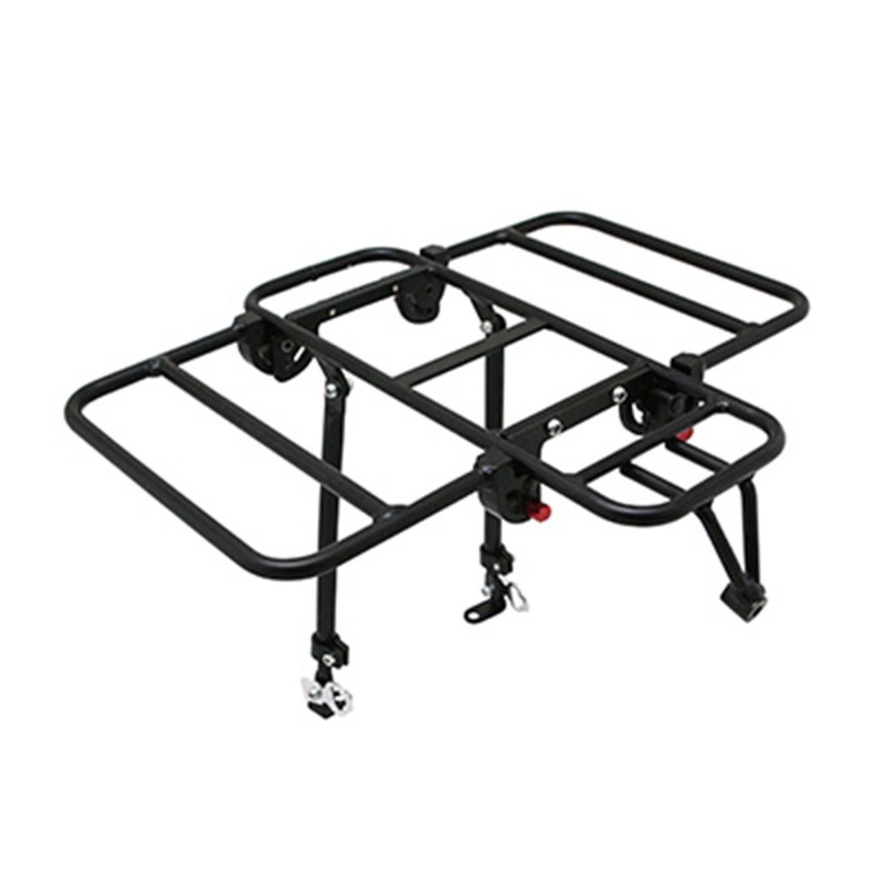 PORTE BAGAGE VELO AVANT PLATEFORME P2R PLIABLE SUR LES COTES (SANS OUTIL) ALU NOIR MAT 29''-26" (POIDS MAXI 10KGS)