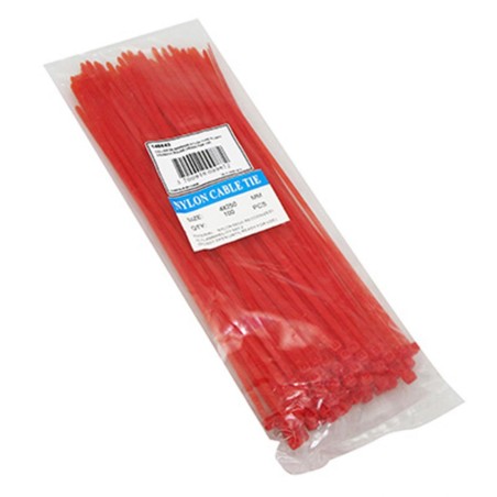 COLLIER DE SERRAGE NYLON TYPE RILSAN 3,6x250mm ROUGE (VENDU PAR 100)