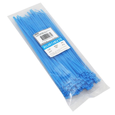 COLLIER DE SERRAGE NYLON TYPE RILSAN 3,6x250mm BLEU (VENDU PAR 100)