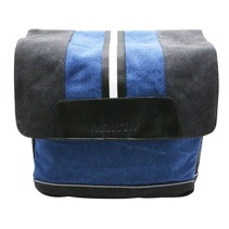 SACOCHE ARRIERE VELO DOUBLE NEWTON VIB AVEC PROTEGE PLUIE 20L NOIR-BLEU JEANS (FIXATION SUR PORTE BAGAGE  L 35.5xl12xh30cm)
