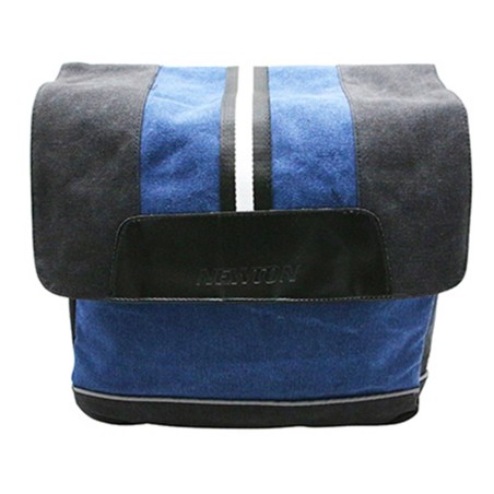 SACOCHE ARRIERE VELO DOUBLE NEWTON VIB AVEC PROTEGE PLUIE 20L NOIR-BLEU JEANS (FIXATION SUR PORTE BAGAGE  L 35.5xl12xh30cm)