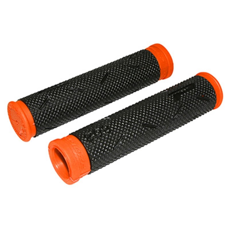 POIGNEE VTT PROGRIP 808 NOIR-ORANGE FLUO Ø22mm L120mm (PAIRE)