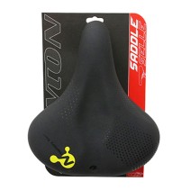 SELLE NEWTON CITY METRO ELASTOMERE NOIR A MEMOIRE DE FORME AVEC POIGNEE PRISE EN MAIN 260x220mm (IDEAL POUR VELO ELECTRIQUE)