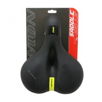 SELLE NEWTON CITY ERGONOMIC ELASTOMERE DAME NOIR A MEMOIRE DE FORME AVEC TROU CENTRAL 260x210mm