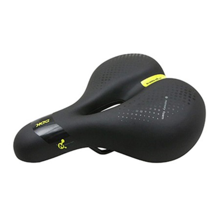 SELLE NEWTON CITY ERGONOMIC ELASTOMERE DAME NOIR A MEMOIRE DE FORME AVEC TROU CENTRAL 260x210mm
