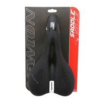 SELLE NEWTON VTT-TREKKING ERGONOMIC HOMME NOIR A MEMOIRE DE FORME AVEC TROU CENTRAL 260x155mm
