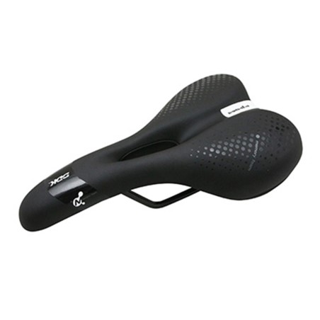 SELLE NEWTON VTT-TREKKING ERGONOMIC HOMME NOIR A MEMOIRE DE FORME AVEC TROU CENTRAL 260x155mm
