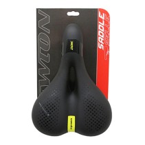SELLE NEWTON CITY ERGONOMIC ELASTOMERE HOMME NOIR A MEMOIRE DE FORME AVEC TROU CENTRAL 260x185mm