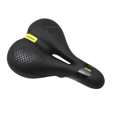 SELLE NEWTON CITY ERGONOMIC ELASTOMERE HOMME NOIR A MEMOIRE DE FORME AVEC TROU CENTRAL 260x185mm