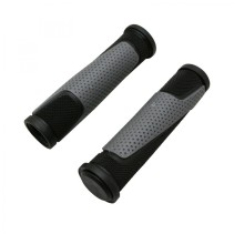 POIGNEE VTT PROGRIP 807 DOUBLE DENSITE OPEN END NOIR-GRIS DIAM 28 125mm (LIVRE AVEC EMBOUTS) (PAIRE)