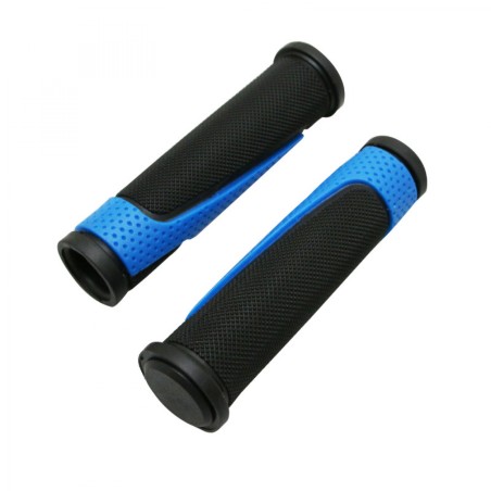 POIGNEE VTT PROGRIP 807 DOUBLE DENSITE OPEN END NOIR-BLEU LIGHT DIAM 28 125mm (LIVRE AVEC EMBOUTS) (PAIRE)(PAIRE)