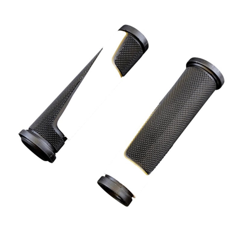 POIGNEE VELO PROGRIP 807 NOIR/BLANC 125MM AVEC BOUCHONS (PR)