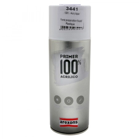 APPRET PEINTURE AREXONS PRIMER 100% ACRYLIQUE SPECIAL PLASTIQUE TRANSPARENT (AEROSOL-BOMBE 400 ml) (3441)