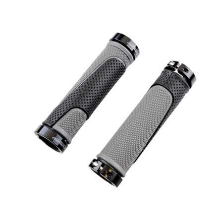 POIGNEE VELO PROGRIP 997 LOCK ON DOUBLE AVEC ANNEAUX NOIR/GRIS 130MM (PR)