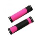 POIGNEE VTT PROGRIP 997 DOUBLE DENSITE OPEN END AVEC LOCK ON NOIR-FUSCHIA 130mm (LIVRE AVEC EMBOUTS) (PAIRE)