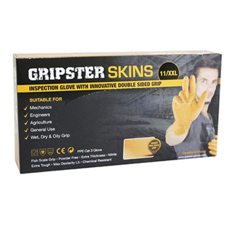 GANTS ATELIER NITRILE ECAILLES DE POISSON RESISTANT AUX PRODUITS CHIMIQUES, AUX HUILES, A L'ESSENCE ORANGE  T11 (XXL)  (BOITE