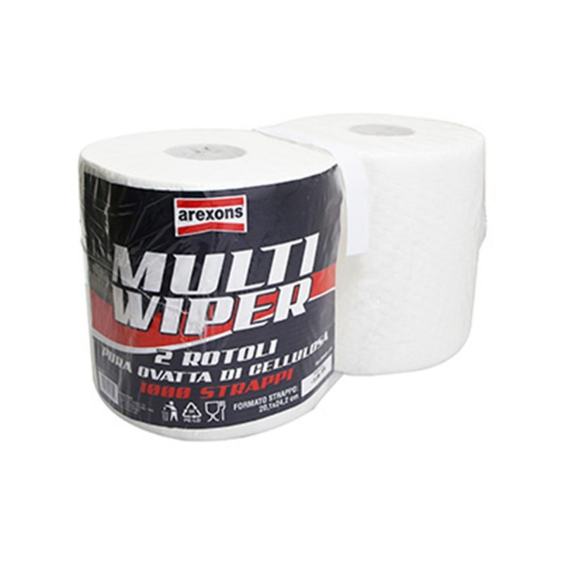 PAPIER BOBINE ESSUIE-MAIN AREXONS WIPPER II MULTI OUATE  (2 BOBINES - 1000 FEUILLES dim 20.3x25cm)