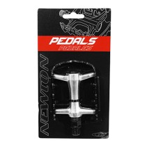 PEDALE VTT ROULEMENT PREMIUM NEWTON ALU CORPS ARGENT CAGE NOIRE 9-16" (PAIRE)
