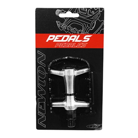 PEDALE VTT ROULEMENT PREMIUM NEWTON ALU CORPS ARGENT CAGE NOIRE 9-16" (PAIRE)