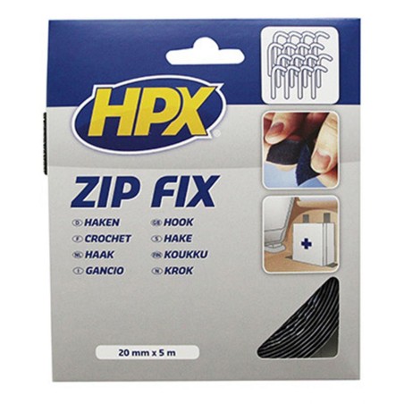 RUBAN ADHESIF HPX AUTO-AGRIPPANT ZIP FIX CROCHET NOIR 20mm x 5M