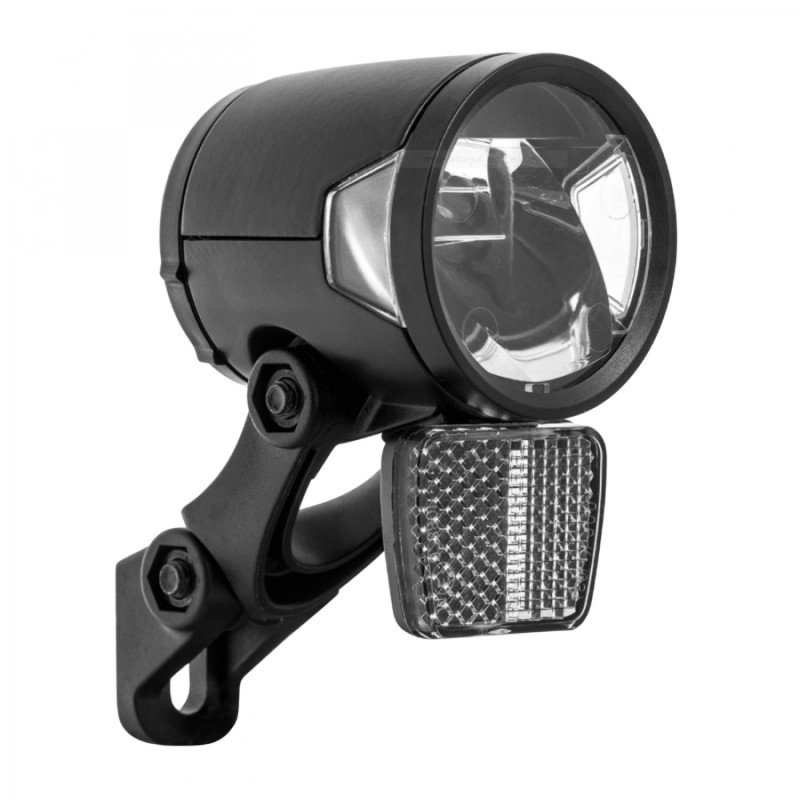 ECLAIRAGE VELO VAE - E-BIKE HERRMANS MR8 180 LUMENS NOIR AVANT SUR FOURCHE ET POTENCE (LIVRE AVEC PATTE) 6-12V  - VENDU EN BOITE