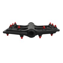 PEDALE BMX-VTT DESCENTE P2R NOIR ALU-FIBRE DE CARBONE FILETAGE 9-16 AVEC PICOTS ROUGE  (PAIRE)
