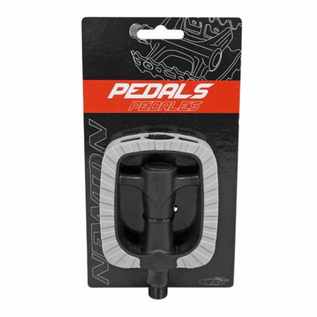 PEDALE CITY RESINE NOIR-GRIS CAGE PLASTIQUE 9-16" ROULEMENT BILLE (PAIRE)