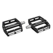 PEDALE VTT DESCENTE - BMX NEWTON NOIR A ROULEMENTS ALU CNC FILETAGE 9-16 AVEC PICOTS ARGENT (PAIRE) 108x98mm
