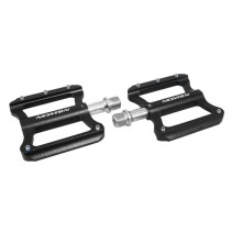 PEDALE VTT DESCENTE - BMX NEWTON NOIR A ROULEMENTS ALU CNC FILETAGE 9-16 AVEC PICOTS ARGENT  (PAIRE)  101x81mm