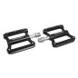 PEDALE VTT DESCENTE - BMX NEWTON NOIR A ROULEMENTS ALU CNC FILETAGE 9-16 AVEC PICOTS ARGENT  (PAIRE)  101x81mm