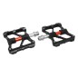 PEDALE VTT DESCENTE - BMX NEWTON NOIR AXE ROUGE A ROULEMENTS ALU CNC FILETAGE 9-16 AVEC PICOTS ARGENT (PAIRE)