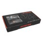 PEDALE VTT DESCENTE - BMX NEWTON NOIR AXE ROUGE A ROULEMENTS ALU CNC FILETAGE 9-16 AVEC PICOTS ARGENT (PAIRE)