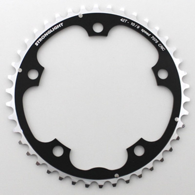 PLATEAU ROUTE 5BRA D.130 STRONGLIGHT 42DTS TRIPLE MILIEU NOIR ALU 7075 TYPE SHIMANO 9-10V.