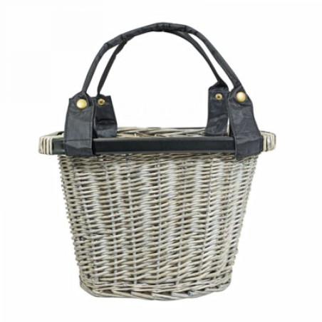 PANIER AVANT NEWTON QUICK OSIER BLANC VIEILLI (37x25x28cm) AVEC FIXATION AUTOMATIQUE