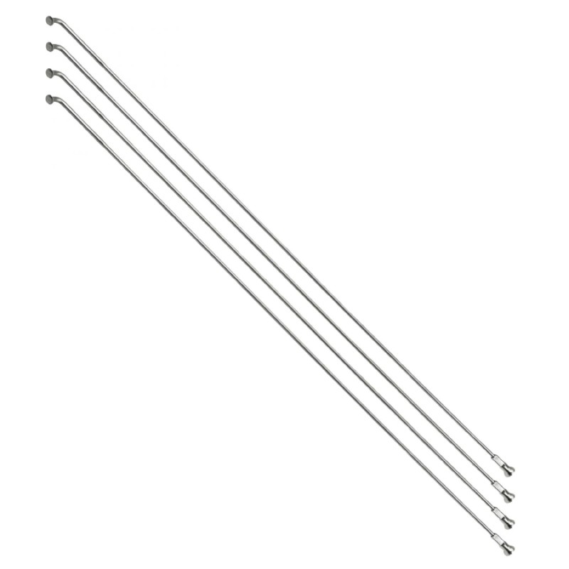 RAYON INOX ARGENT E-BIKE 2,0mm AVEC TETE EN 2,3mm  L 255mm SAPIM TETE COUDEE AVEC ECROUS (VENDU PAR 4)