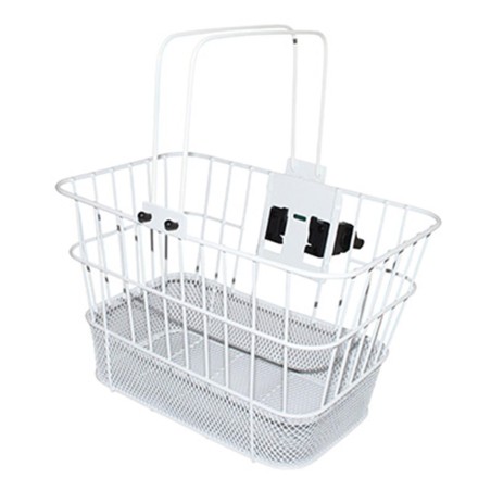 PANIER AVANT ACIER FIL NEWTON BLANC FIXATION RAPIDE CLIPS RPD 25,4-31,8mm 19L (Lg35xL25xH24)