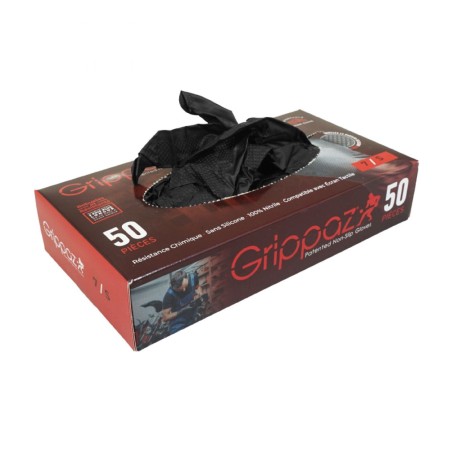 GANTS ATELIER NITRILE ECAILLES DE POISSON RESISTANT AUX PRODUITS CHIMIQUES, AUX HUILES, A L'ESSENCE NOIR