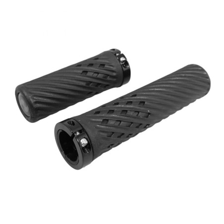 POIGNEE VTT HERRMANS LUNA LOCK 90-130mm NOIR AVEC COLLIER FERMETURE (PAIRE)