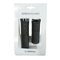 POIGNEE VTT HERRMANS LUNA LOCK 90-130mm NOIR AVEC COLLIER FERMETURE (PAIRE)
